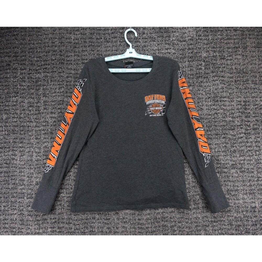 Harley Davidson Shirt Womens Large Gray Long Sleeve Daytona Bike Week 2021 Biker